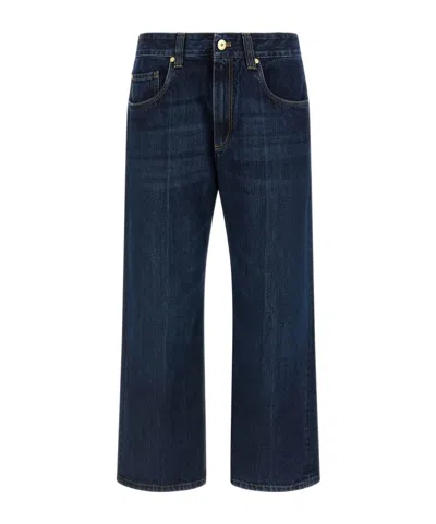 Brunello Cucinelli Logo Patch Cropped Jeans In Black