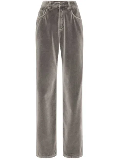 Brunello Cucinelli Logo-patch Flared Trousers In Gray
