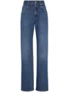 Brunello Cucinelli Logo-patch High-rise Straight-leg Jeans In Blue