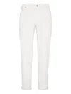 Brunello Cucinelli Gabardine Garment Dyed Trousers In Ecru