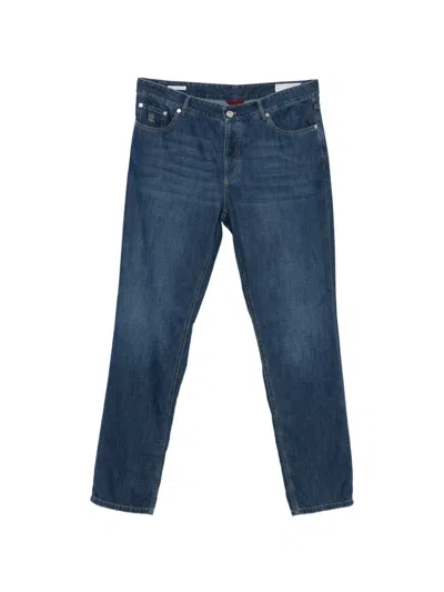 Brunello Cucinelli Logo-patch Jeans In Blue