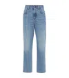 Brunello Cucinelli Logo Patch Mid-rise Straight-fit Jeans In Blue