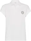 Brunello Cucinelli Polo Top With Cap Sleeves And Straight Hem In White
