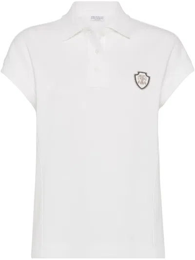 Brunello Cucinelli Logo-patch Polo Shirt In Off-white
