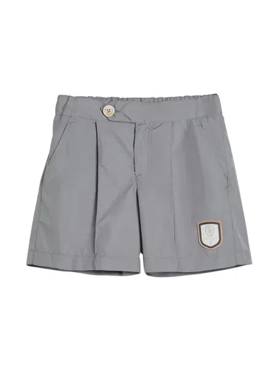 Brunello Cucinelli Kids' Logo-patch Shorts In Grey