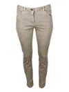 Brunello Cucinelli Pantalone A 5 Tasche In Drill Di Cotone Stretch Con Monile Sulla Tasca Posteriore In Neutrals
