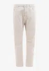 Brunello Cucinelli Logo Patch Slim Jeans In Ecru