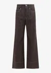 Brunello Cucinelli Logo Patch Straight Jeans In Brown