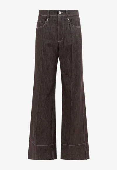 Brunello Cucinelli Logo Patch Straight Jeans In Brown