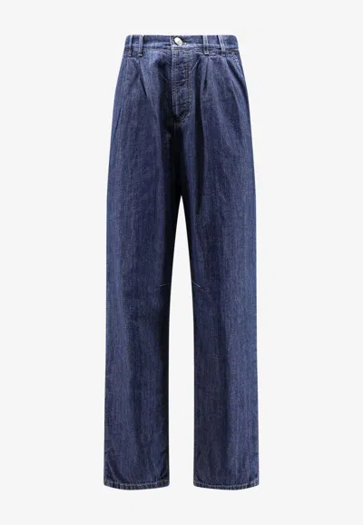 Brunello Cucinelli Logo Patch Straight-leg Jeans In Blue