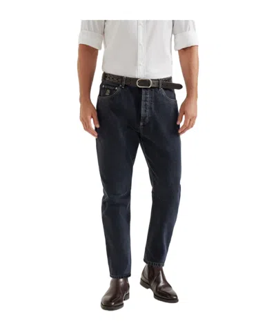 BRUNELLO CUCINELLI BRUNELLO CUCINELLI LOGO PATCH STRAIGHT-LEG JEANS
