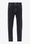 Brunello Cucinelli Logo Patch Straight-leg Jeans In Gray
