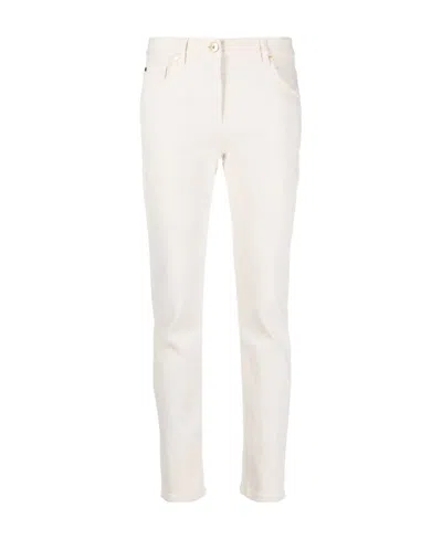 Brunello Cucinelli Logo-patch Straight-leg Trousers In White