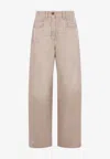 Brunello Cucinelli Women Beige Authentic Denim Wide Jeans With Monili In Neutral