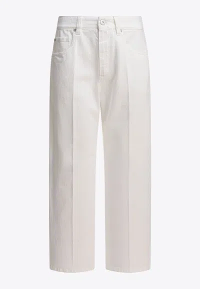 Brunello Cucinelli Logo Patch Wide-leg Pants In White