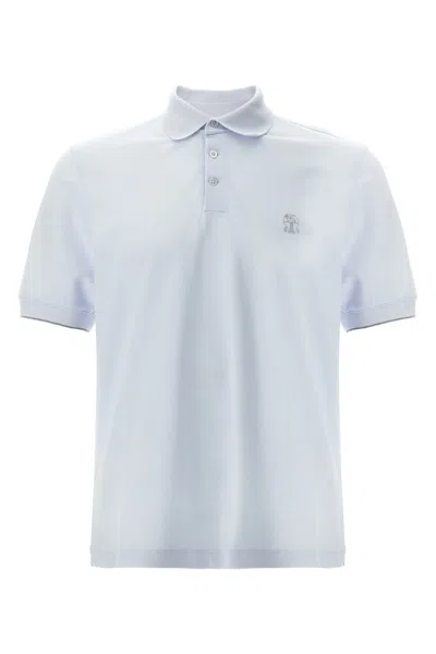 Brunello Cucinelli Logo Piquã© Polo Shirt In Blue