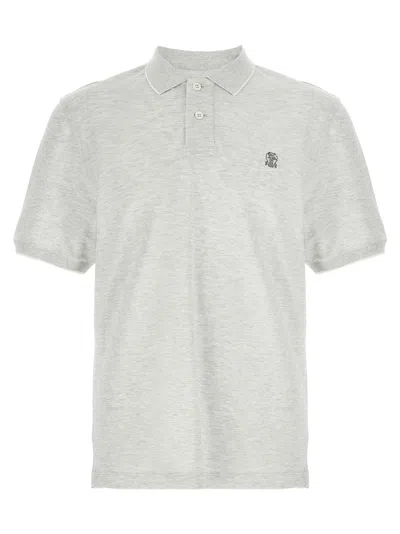 Brunello Cucinelli Logo Piqué  Shirt Polo Gray
