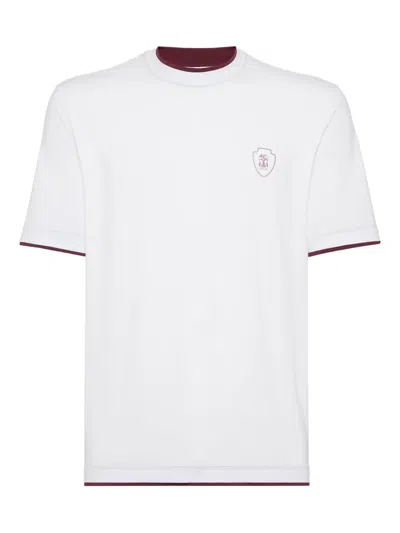 Brunello Cucinelli Logo-plaque Crew-neck T-shirt In White