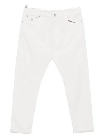 Brunello Cucinelli Logo-plaque Five-pocket Jeans In White