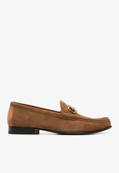 Brunello Cucinelli Logo Plaque Suede Loafers