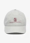 Brunello Cucinelli Lightweight Techno Fabric Cap With Tennis Print Hats In Gray