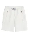 Brunello Cucinelli Logo Cotton Jersey Bermuda Shorts In White