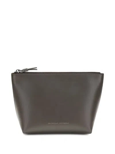 BRUNELLO CUCINELLI LOGO-PRINT CLUTCH BAG