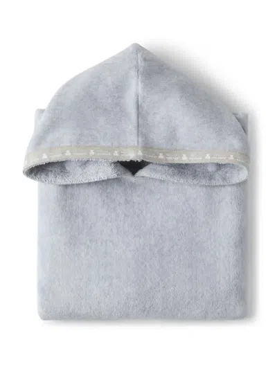 Brunello Cucinelli Babies' Poncho Mit Logo-print In Grau