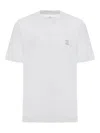 Brunello Cucinelli Men Cotton Jersey Crew-neck T-shirt With Logo And Faux-layering In White