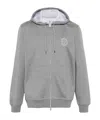 Brunello Cucinelli Logo-print Hoodie In Gray