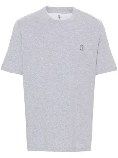 Brunello Cucinelli Logo Printed Crewneck T-shirt In White