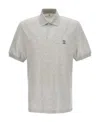 Brunello Cucinelli Cotton Polo Shirt With Printed Logo In Gray