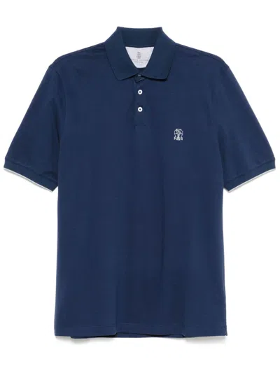 Brunello Cucinelli Men Short Sleeve Polo In Multicolor