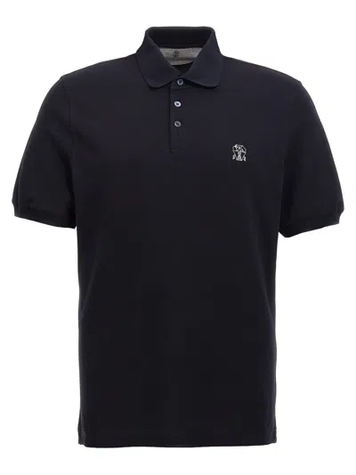 BRUNELLO CUCINELLI LOGO PRINT POLO SHIRT