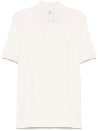 Brunello Cucinelli Logo-print Polo Shirt In Neutrals