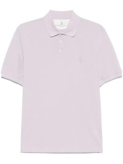 Brunello Cucinelli Logo-print Polo Shirt In Purple