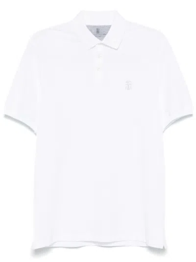 Brunello Cucinelli Logo Cotton Polo Shirt In White