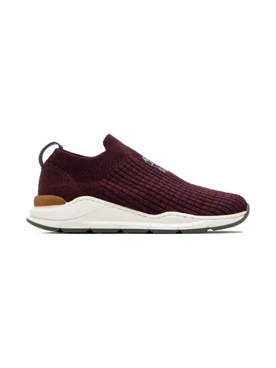 Brunello Cucinelli Kids' Logo-print Trainers In Burgundy