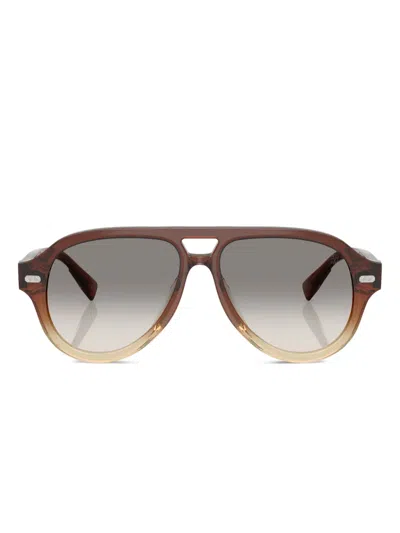 Brunello Cucinelli Logo-print Sunglasses In Black