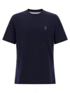 Brunello Cucinelli Men Logo Print T-shirt In Blue