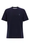Brunello Cucinelli Men Logo Print T-shirt In Blue