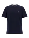 Brunello Cucinelli Men Logo Print T-shirt In Blue