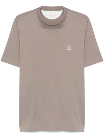 Brunello Cucinelli Logo-print T-shirt In Beige