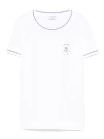 Brunello Cucinelli Kids' Logo-print T-shirt In White