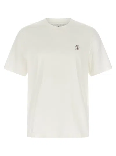 BRUNELLO CUCINELLI LOGO PRINT T-SHIRT WHITE
