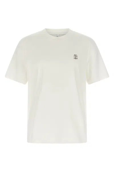 Brunello Cucinelli Logo Print T-shirt In White