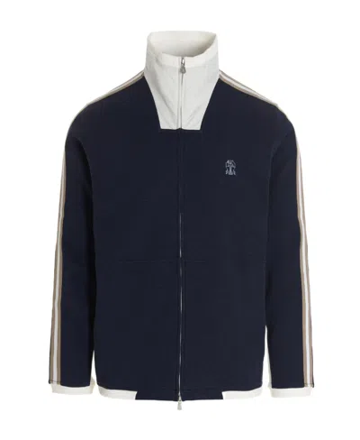 Brunello Cucinelli Logo-print Track Jacket In Blue