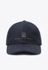 Brunello Cucinelli Grey-blue Wool Baseball Cap Men In Gray