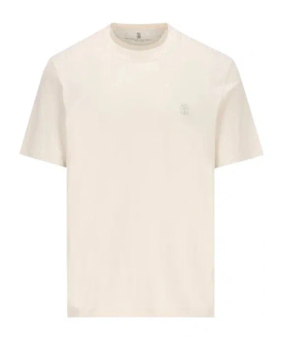 BRUNELLO CUCINELLI BRUNELLO CUCINELLI LOGO PRINTED CREWNECK T-SHIRT