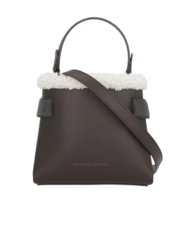 Brunello Cucinelli Logo Printed Embellished Tote Bag In Black